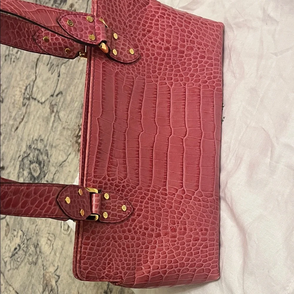 Kate Spade Pink Embossed Leather Satchel | Statement Shoulder Bag Gold Hardware